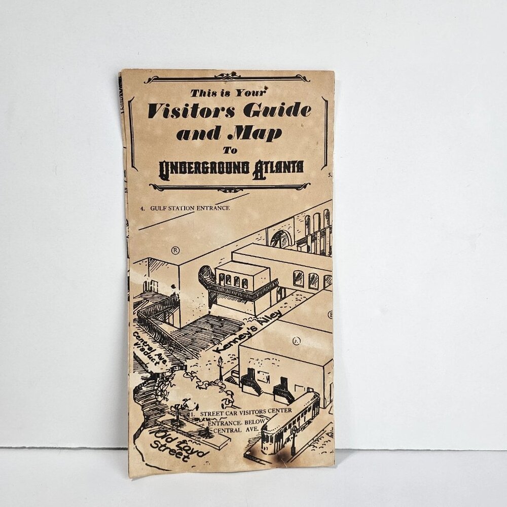 Vintage 70s Map Underground Atlanta Visitors Guide Trifold Ephemera Memorabilia